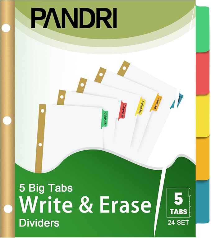 Binder Divider, PANDRI 120 Pack Binder Index White Dividers with 5 Tabs, Letter Size Paper Binder Divider for School Office Home Business