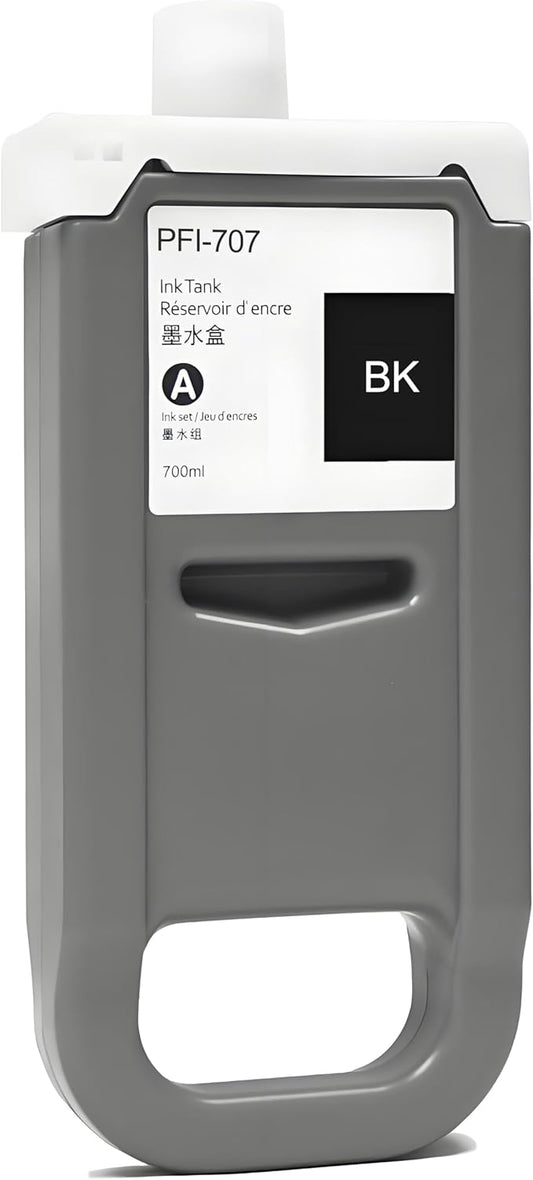 PFI-707 Ink Cartridge PFI707 Ink Tank Compatible with Canon imagePROGRAF PF830, iPF840, iPF850 CAD Plotters 700 ML (1-Pack, Black)