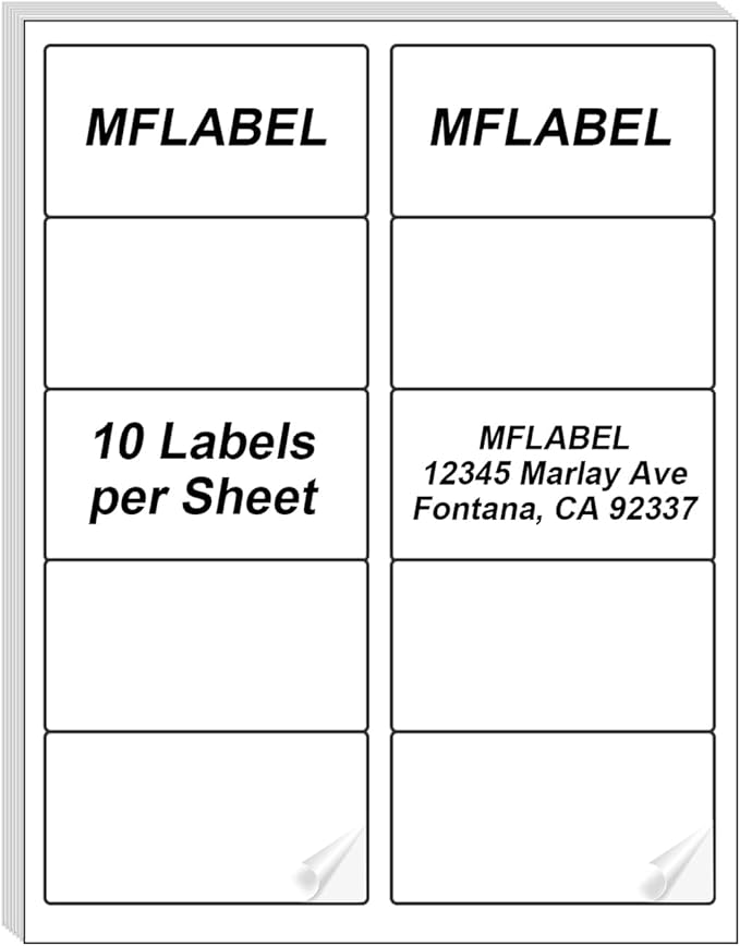 MFLABEL 2x4 Shipping Address Labels, 10-UP, 40000 Count, 4000 Sheets for Printer, Internet Mailing, FBA Stickers 2" x 4" for Laser/Inkjet Printer