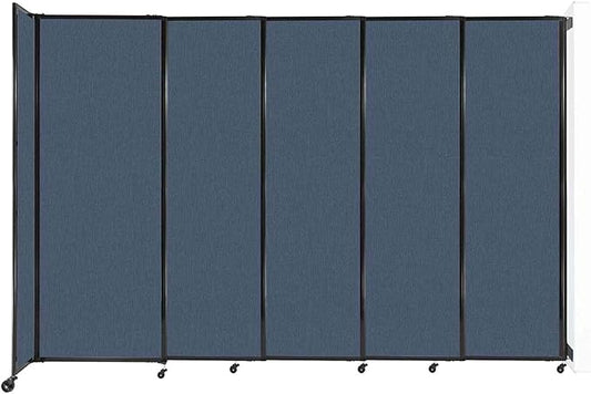 Wall-Mounted Sliding StraightWall Room Divider | Adjustable Widths | Locking Wheels | Room Separator | Up to 11'3" Wide x 7'6" Tall Ocean Fabric Panels