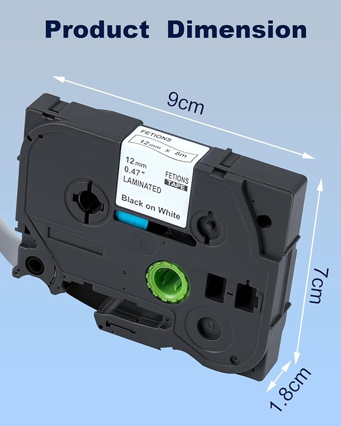 Label Maker Tape TZe-231 Replacement for Brother P Touch PT-D210 PT-D220 PT-H110 PT-D600 D400 by FETIONS, Compatible with TZe TZ 12mm X 8m Laminated Waterproof Label Tape, 4 Pack