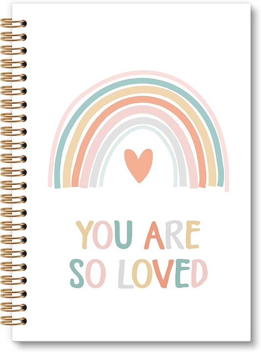 Boho Rainbow Notebook Journal - Inspiration Motivation Spiral Notebook, You are So Loved Notebooks Inspiration Gifts for Kids Girls Boys, Positive Gifts School Nursery Supplies, 6x8.2In