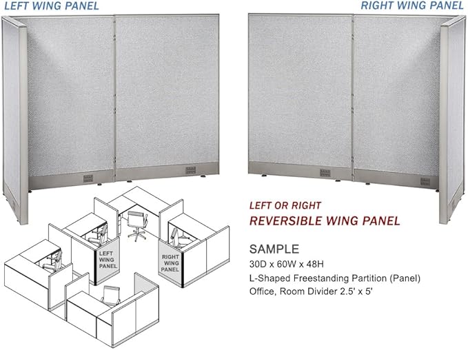 GOF Freestanding L Shaped Office Partition, Large Fabric Room Divider Panel, 36" D x 96" W x 60" H