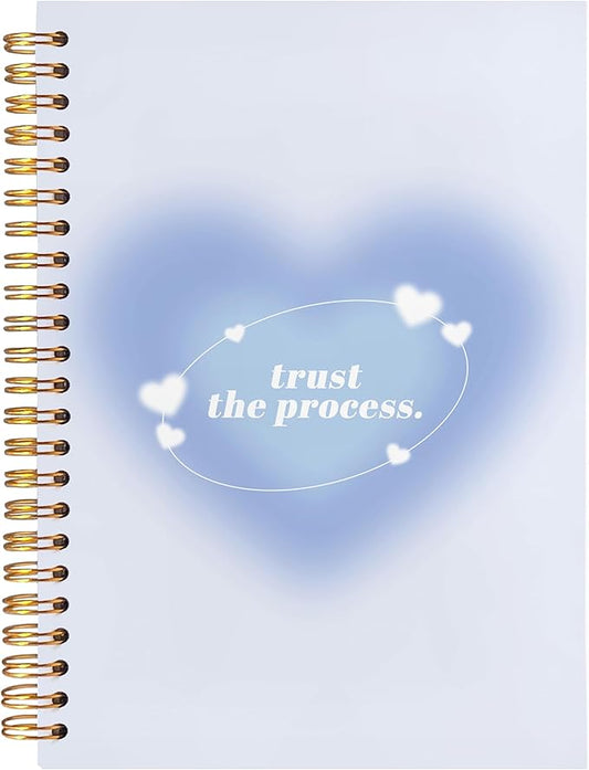 BearCake Trendy Y2K Blue Aura Preppy Notebook Journal, Trust the Process Inspirational Notebooks, Aesthetic Notebooks, Blue Aesthetic Office Supplies, Hardcover Spiral Notebook 5.5x8.3