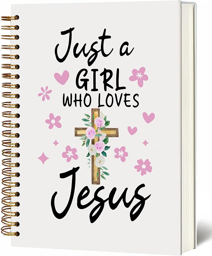 YOU FOUND ME Bible Notebook, A5 Spiral Christian Journal with Floral Pink Butterfly Notebook, Just a girl Who Loves Jesus, Inspirational Notebooks for Women, Bible Study, Gift for Birthday Christmas