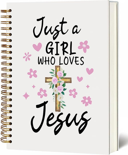 YOU FOUND ME Bible Notebook, A5 Spiral Christian Journal with Floral Pink Butterfly Notebook, Just a girl Who Loves Jesus, Inspirational Notebooks for Women, Bible Study, Gift for Birthday Christmas