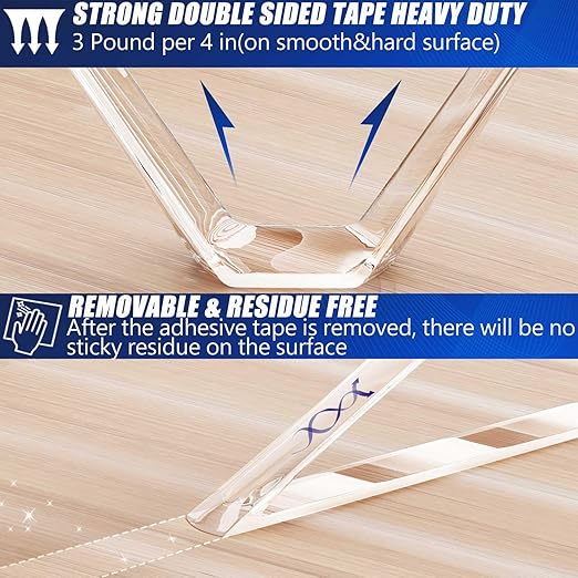 Strong Nano Double Sided Tape Heavy Duty Mounting,Clear Removable Wall Sticky Adhesive Strips,Reusable Thick Gel Grip for Hanging Picture,Poster,Carpet,Photo