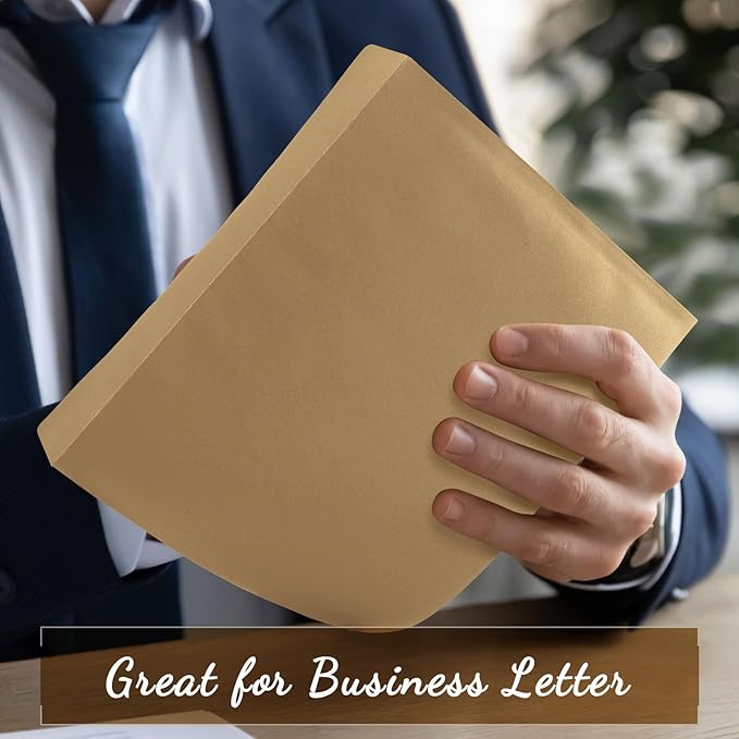 Crtiin 100 Pcs 9 x 12 Open End Booklet Envelopes 80 lb 120gsm Catalog Envelopes with Closure for Mailing Catalog Financial Document Magazine Pamphlet Business(Kraft Paper Color)