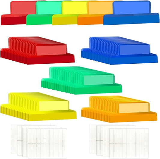 Gueevin 2 Inch Insertable Self Adhesive Tabs with Printable Inserts Clear Index Tabs Self Adhesive Colored Page Marker Repositionable Tag for Bible Divider Notebook File Folder Book Binder(100 Pieces)