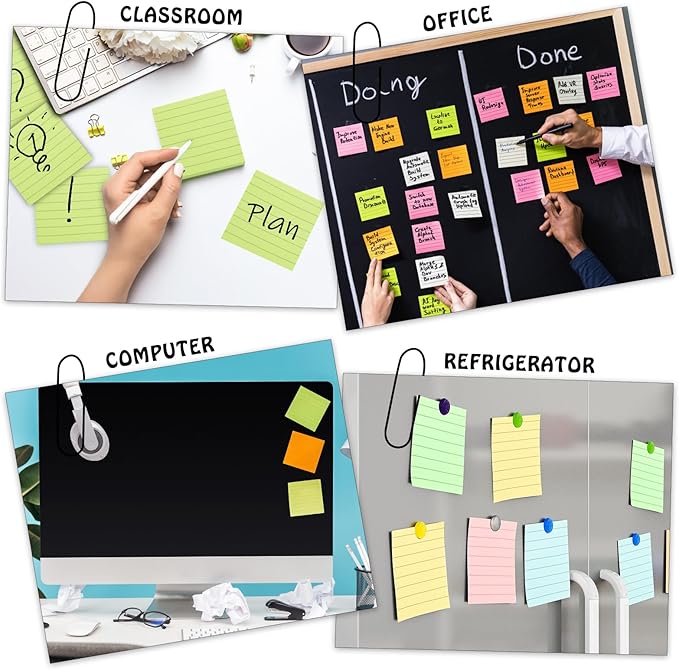 Fainne 120 Pack Sticky Notes 3x3 Bulk Back to School Supplies Self Stick Note Pads Lined Adhesive Paper Memo Colorful Gifts for First Day of School Student Teacher Office, 50 Sheets/Pad