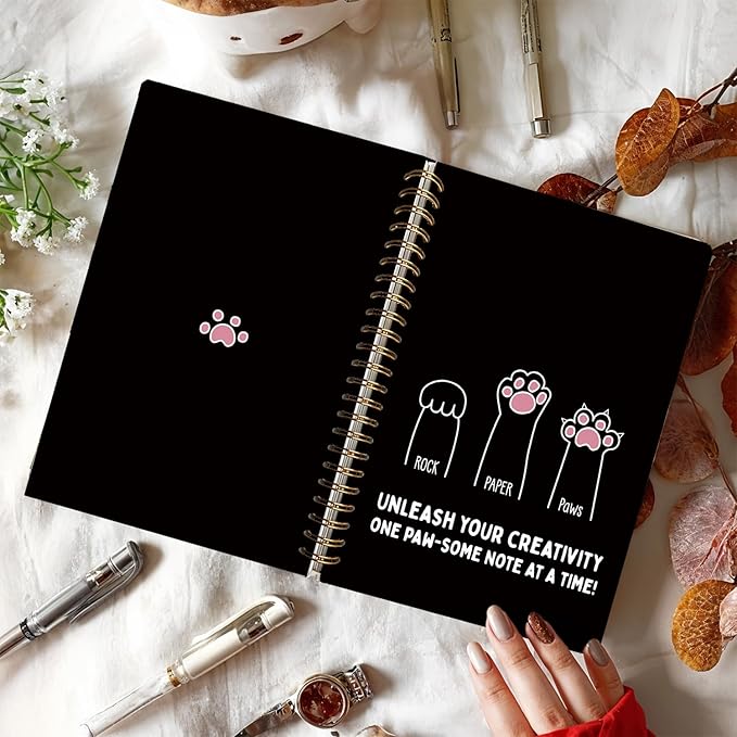 Funny Cat Paws Notebook, Cats Lover Gifts Notebooks for Note Taking, Cats Mom Lady Gifts for Women Journal, Cute Kitten Journals for Writing, Cat Office Supplies, 5.5x8.3 Inch