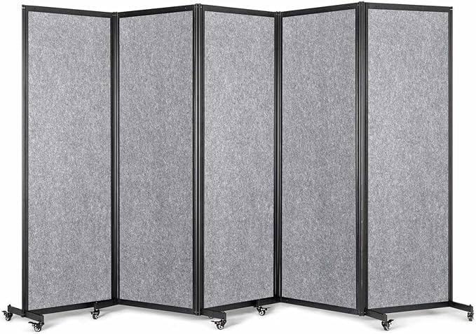 Room Partition,Office Divider,Portable Commercial Screen Dividers,Privacy Partition Separator,Classroom School Dividers,10'6"L* 6'7"H,5 Panel,Light Grey