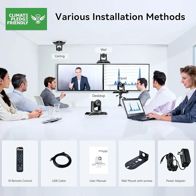 Tenveo 20X Optical Zoom PTZ Conference Room Camera, USB3.0/HDMI FHD 1080P 60FPS, for Video Conferencing Business Meeting Live Streaming Church Services Worship Events Education Zoom Teams OBS