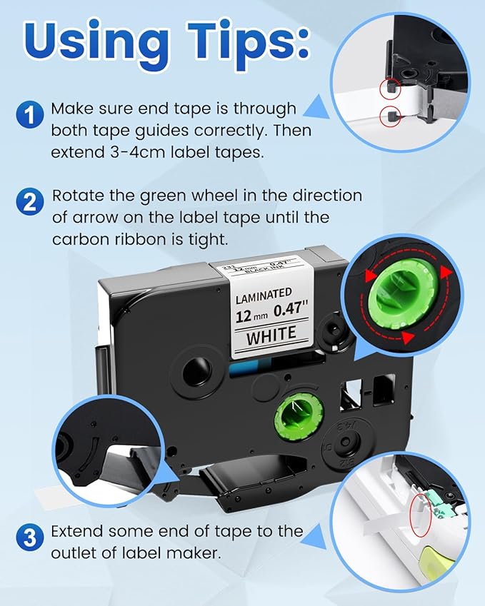 10-Pack Replace for Brother P Touch Label Maker Tape TZe-231 TZe TZ Tape 12mm 0.47 Laminated White TZe231 Label Tape for Brother Ptouch PT-D210 PT-D220 PT-H110 PT-D610BT PT-D600 PT-D410 PT-D400 PTH111