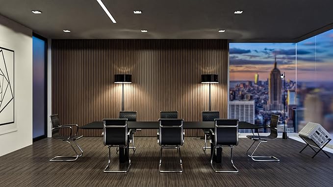 Office Guest Chairs - Set of 8 Modern PU Leather Mid Back Desk Chairs in Black