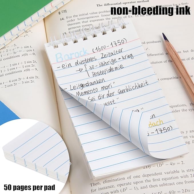 Koogel 6 Pads Mini Spiral Notebooks Bulk, 3x5 Inch Small Line College Ruled Pocket Notepads Memo Tactical Steno Notepad Tiny Note Book Journals Sketchbook for School Students Office Supplies