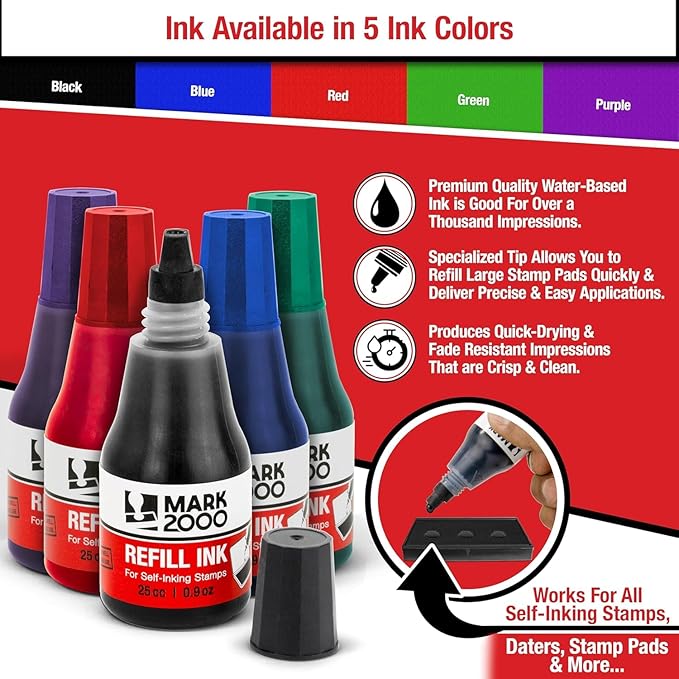 Self-Inking Refill Ink - 2 Pack - Green - 25cc (0.9oz)