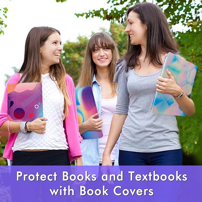 Feela 7 Pack Neon Pattern Jumbo Fabric Book Covers, Washable Durable Reusable Nylon, Stretchable for Hardcover Textbooks & Notebooks up to 9'x11'