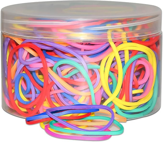 JIKIOU Multicolor Rubber Bands for School Home Office, 280PCS Colored Elastics Bands, Assorted Color Rubber Bands(Unstretched Diameter:1-1/2inch,Red,Yellow, Blue,Green,Pink,Purple,Orange)