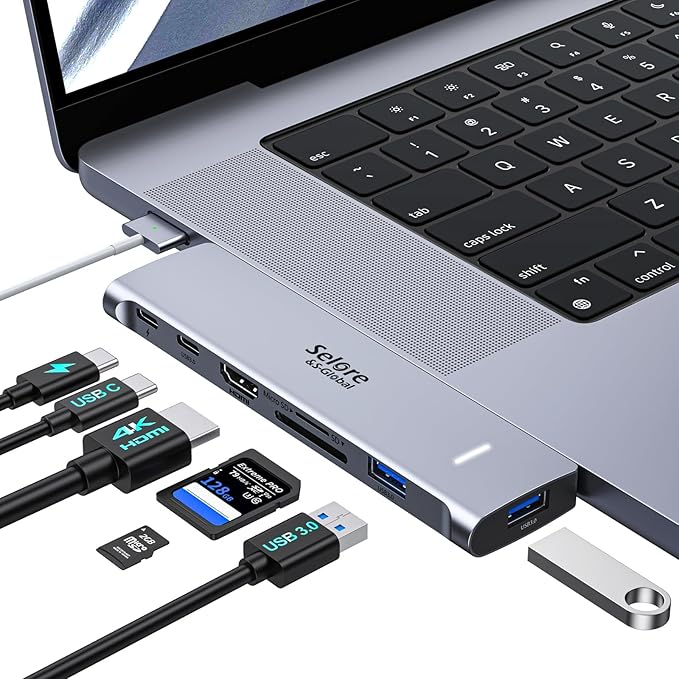 USB C Adapter HDMI Hub for MacBook Pro/Air M1 M2 M3 2024 2023 13" 15" 16",Mac USB Adapter 7-in-2, MacBook Accessories with HDMI,Thunderbolt 3, USB C and 2 A 3.0 Data Ports, SDµSD Card Reader
