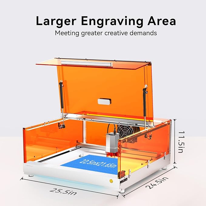 TOOCAA 40W Laser Engraver and Cutter Machine with No-Charge Software Air Assist,22" x 22" Bed Size, Enclosed Laser Engraver Cutting Machine for Tumblers Wood Metal Acrylic Leather