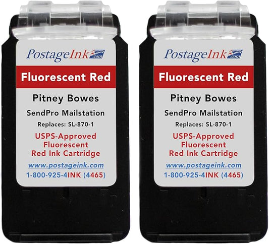 SL-870-1 Red Ink Cartridge for PB SendPro Mailstation (CSD1) Postage Meters (2-Pack)