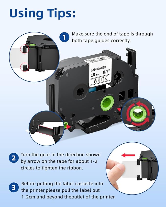 Label KINGDOM TZe-241 18mm Label Maker Tape Compatible with Brother PTouch, TZ Tape 18mm 0.7" Laminated White for Label Maker PT-D410 D400 PT-D600 PT-D610BT, 5 Pack