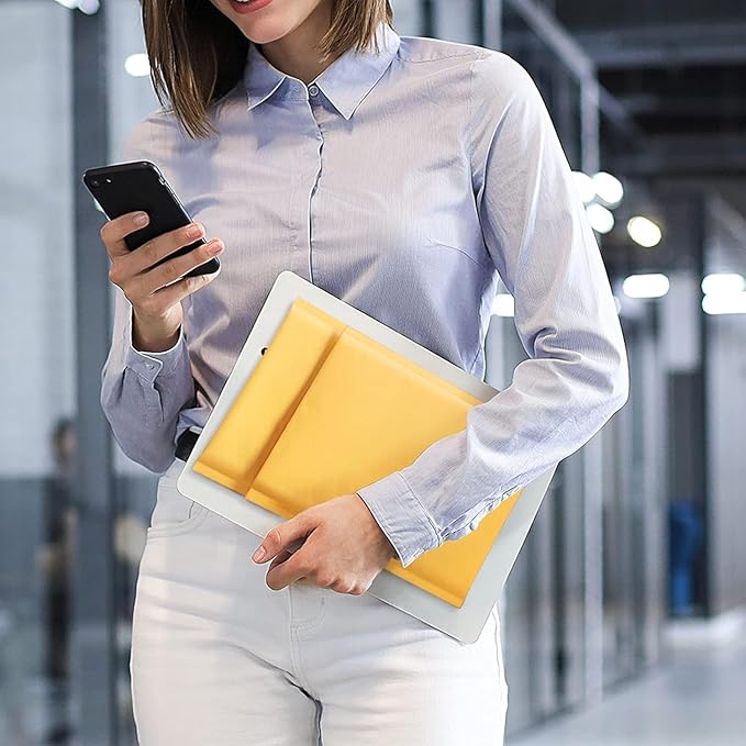 Fuxury Kraft Bubble Mailers 7.25x12 Inch 250 Pack, Strong Adhesion Padded Envelopes,Self Seal Bubble Envelopes, Waterproof Cushioned Mailers for Small Business,Bulk Yellow