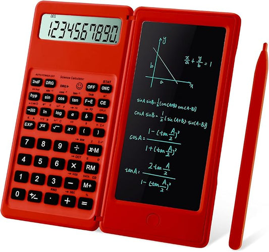 Scientific Calculators for Students, Red Math Calculator with Notepad,10-Digit Large Screen, Classroom Must Haves for Middle High School Supplies & College (Red)