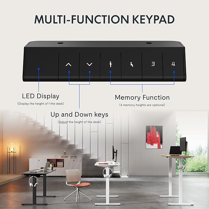 FLEXISPOT Standing Desk Electric Height Adjustable Desk with 48 x 24 Inches Splice Board, Ergonomic Memory Controller, Maple Top + White Frame