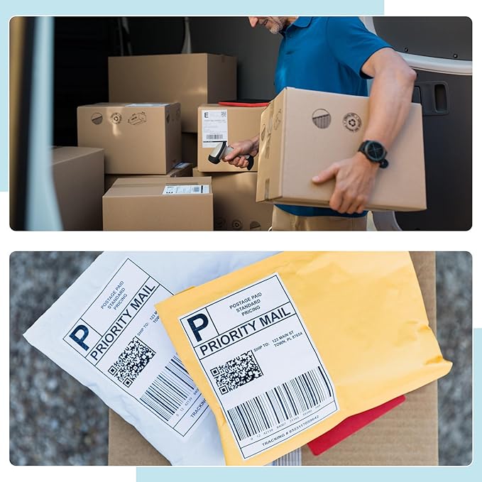 L LIKED 4000 Fanfold 4 x 6 Thermal Labels, with Perforated Line Shipping Labels, Compatible with Zebra & Rollo Printer, Commercial Grade