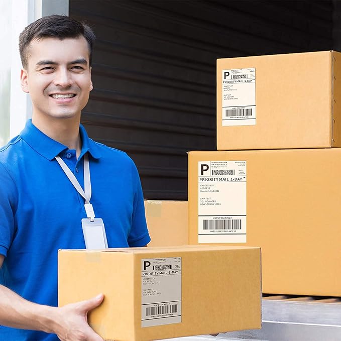 KKBESTPACK Fan Fold 4”x 6”Direct Thermal Shipping Labels (4000 Labels), (FF-LB)