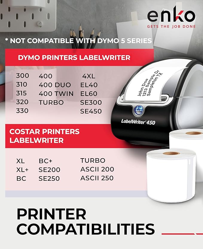enKo (12 Rolls, 3,600 Labels) Address, Shipping & Barcode Labels 30256 (2-5/16 x 4") Compatible for Dymo LabelWriter