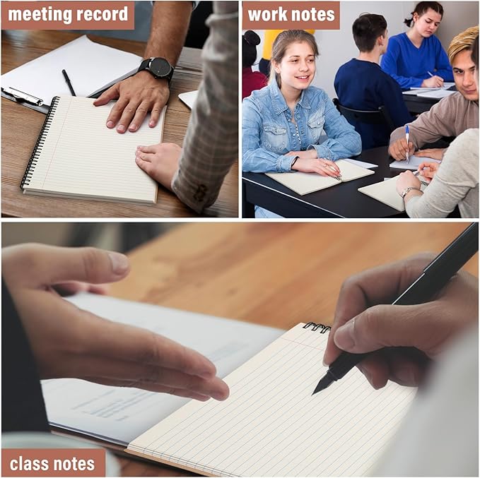 Glenmal 6 Pcs Spiral Notebook for Work A4 8.5 x 11'' College Ruled Spiral Journal Notebook Kraft Cover Ruled Paper, 120 Sheets 240 Pages for Office Study Supplies(Elegant Color)