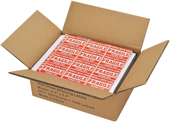 MFLABEL Half Sheet Label Laser/Ink Jet USPS UPS FedEx Shipping Label 8.5 x 11 Inches Packaging Labels, Address Labels for Laser & Inkjet Printers, 15000 Count(7500 Sheets)