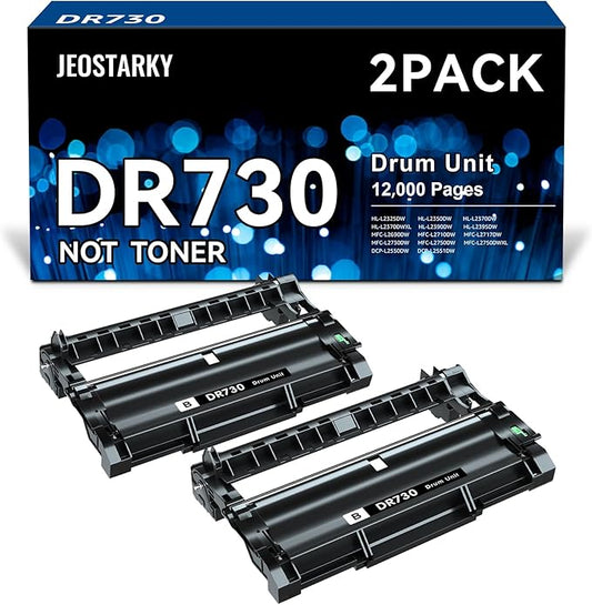 Compatible DR730 Drum Unit (NOT Toner) Replacement for Brother DR730 DR 730 for MFC-L2710DW MFC-L2750DW HL-L2350DW HL-L2395DW HL-L2370DW HL-L2390DW HL-L2379DW DCP-L2550DW Printer (2 Drum)