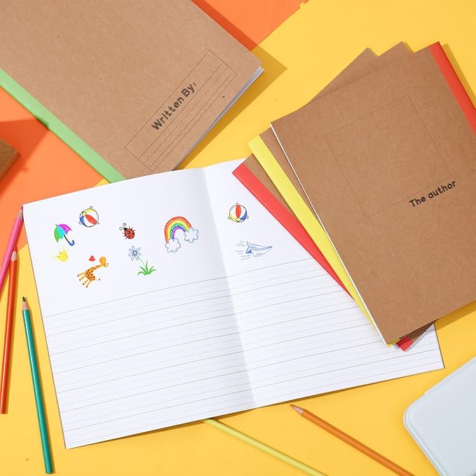 Henoyso 40 Pcs Primary Composition Notebook 9 3/4 x 7 1/2 Inch Kids Journal, Back to School Supplies, K-2 Primary Writing Notebook for Kids Student Draw and Write Story Journal (Bright Color)