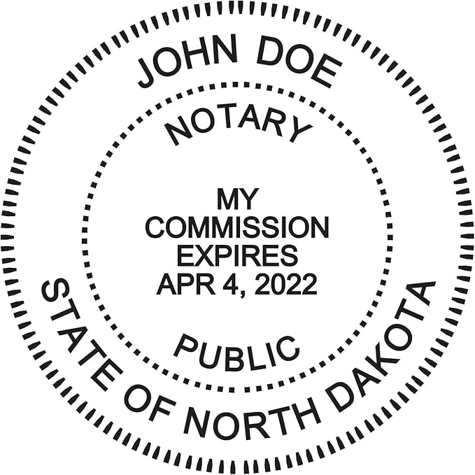 Round Notary Stamp for State of North Dakota- Self Inking Stamp - Top Brand Unit with Bottom Locking Cover for Longer Lasting Stamp - 5 Year Warranty