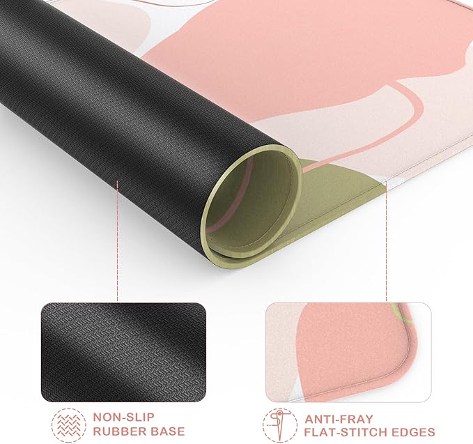 eulps Mouse Pad with Stitched Edge, Multiple Patterns Computer Mouse Pads with Non-Slip Rubber Base, Washable Cloth Mousepad, for Gaming, Laptop, PC (Rose Bloom)