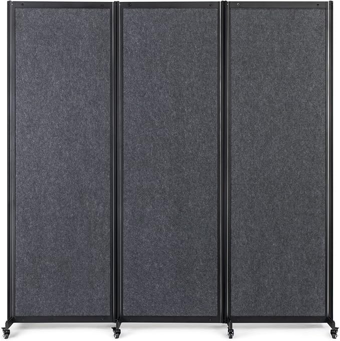 Room Partition,Office Divider,Portable Commercial Screen Dividers,Privacy Partition Separator,Classroom School Dividers,6'4"W x 6'7"H,3 Panel,Grey