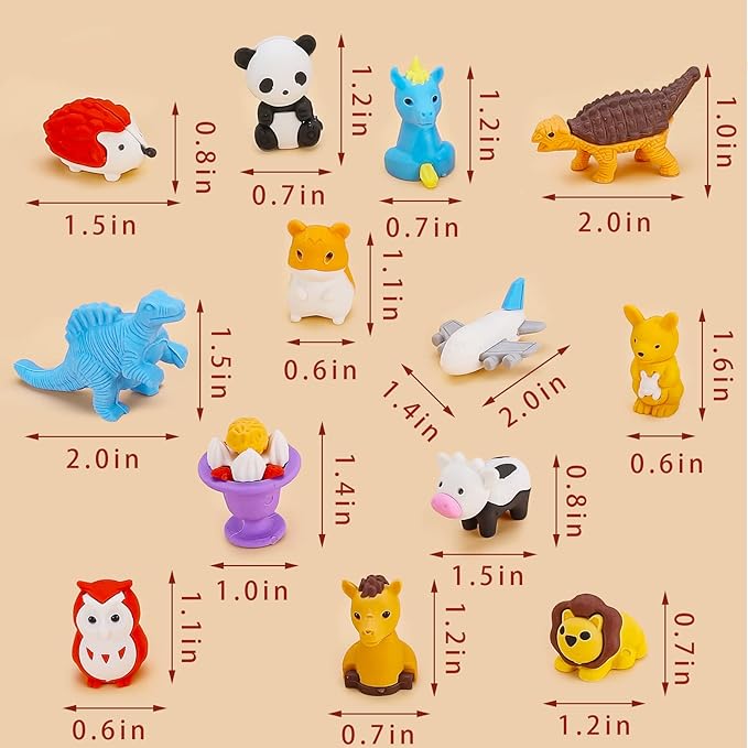 120Pcs Animal Erasers Bulk Cute Food Erasers Desk Pets Kids Puzzle Eraser Take Apart Cool 3D Eraser Mini Fun Party Favors for School Supplies Classroom Rewards Easter Egg Fillers Gifts
