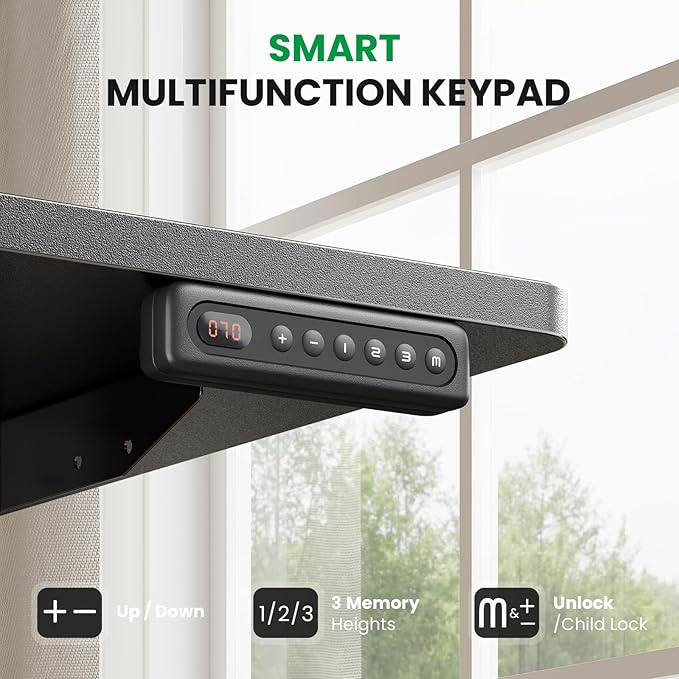 SIAGO Electric Standing Desk Adjustable - 63 x 24 Inch Sit Stand up Desk with Cable Management - 3 Memory Preset Adjustable Height Table