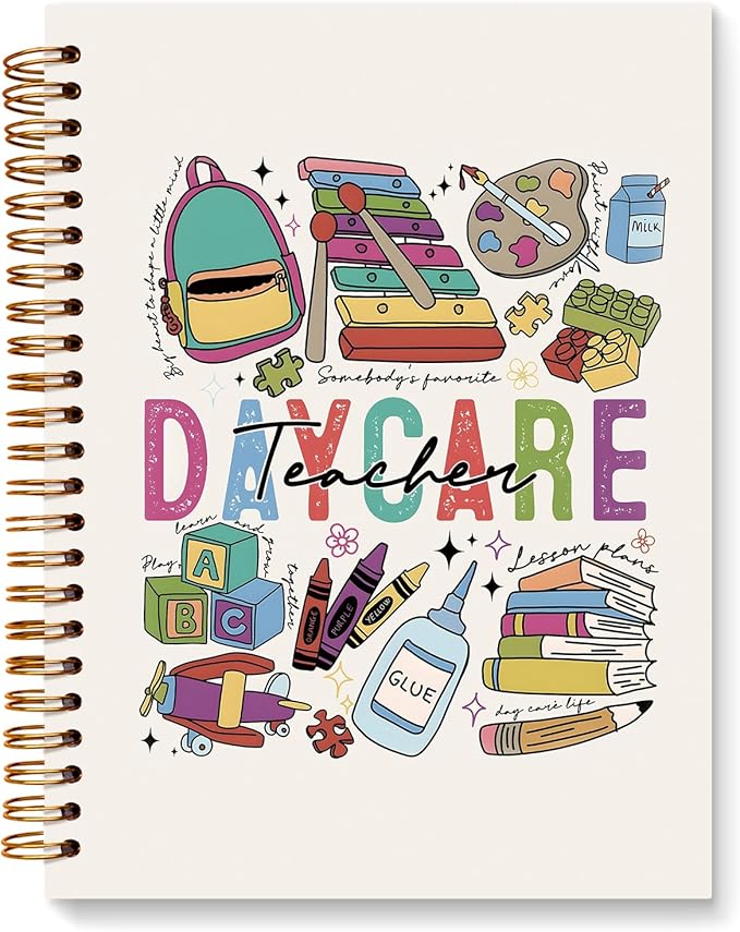 JXREQ Daycare Teacher Notebook, Kindergarten Teachers Gifts Journal Notebook, Teacher Appreciation Gifts Journal for Women, Back to School Supplies, Spiral Notebooks 5.5x8.3
