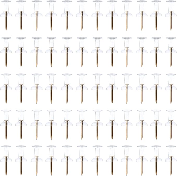 Clear Push Pins 600pcs Standard Thumb Tacks with Rose Gold Steel Point Transparent Plastic Head Pins for Hanging Photo Posters Craft Marking Map Wall Cork Board