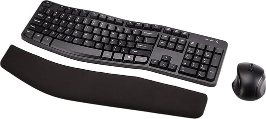 Amazon Basics Ergonomic Wireless Keyboard and Mouse Combo for Comfortable PC and Laptop Use, 2.4 GHz USB, Black