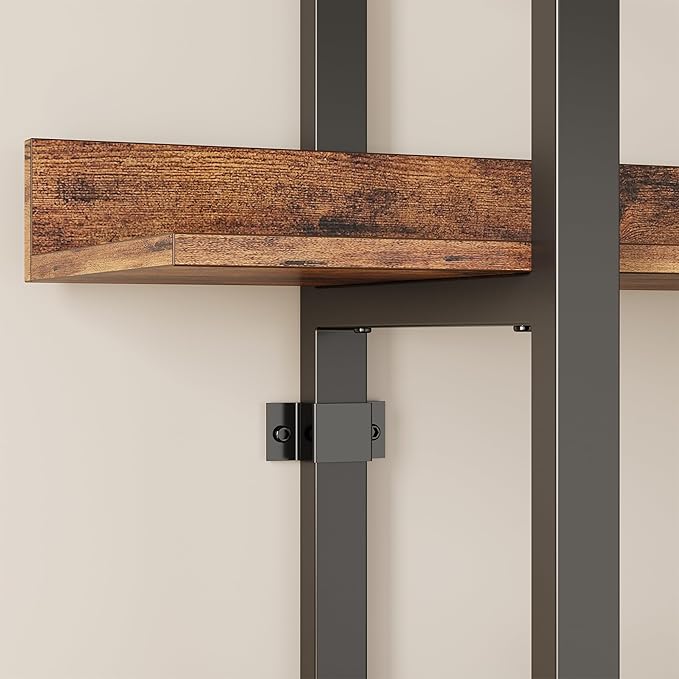 IRONCK Bookcase and Bookshelves Triple Wide 5 Tiers Large Open Shelves, Etagere Bookcases with Back Fence for Home Office Decor, Easy Assembly, Vintage Brown