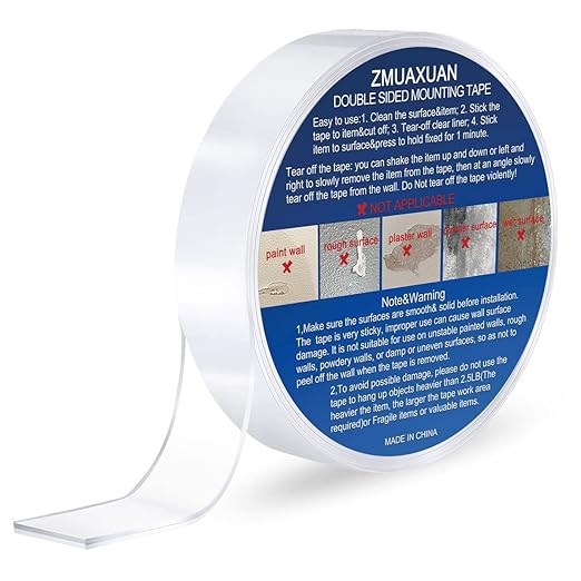 Strong Nano Double Sided Tape Heavy Duty Mounting,Clear Removable Wall Sticky Adhesive Strips,Reusable Thick Gel Grip for Hanging Picture,Poster,Carpet,Photo