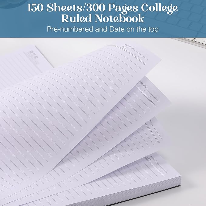 Spiral Notebook, 8.5” x 11” Notebooks for Work, 300 Numbered Pages College Ruled Notebook, Large Notebook for School with 24 Tabs, A4 Notebook Journal for Women Men, Thick Paper, Back Pocket, Purple