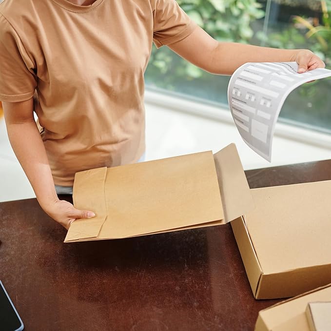 50 Pack 9.4" x 13.2" Expandable Catalog Envelopes, Large Kraft Document Envelopes Self Seal Manilla Envelopes Mailing for Documents, Magazines, Photos