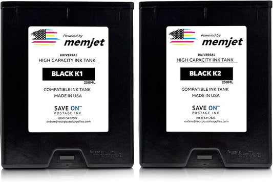 Quadient Memjet M5K250-N Compatible High Capacity Black Printer Ink Tank (500ml) - Printer Ink Cartridge for Mach Series Quadient & Hasler Printers - Replacement Inkjet Printer Ink (2-Pack)